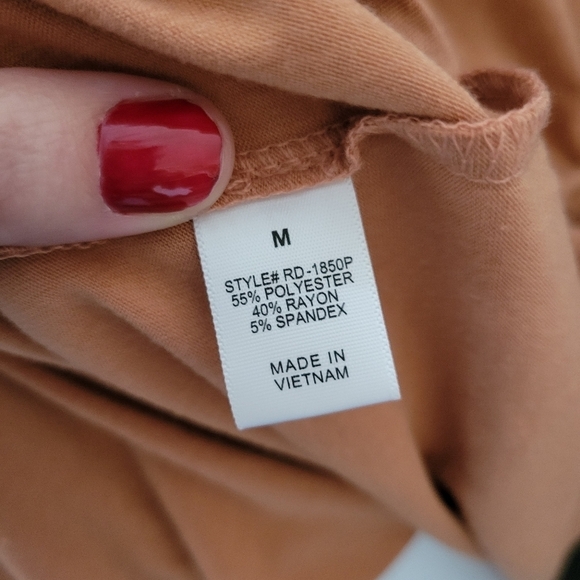 Zenana Premium Rust Orange Short Sleeve T-shirt Dress Rolled Sleeves Medium - Picture 7 of 7